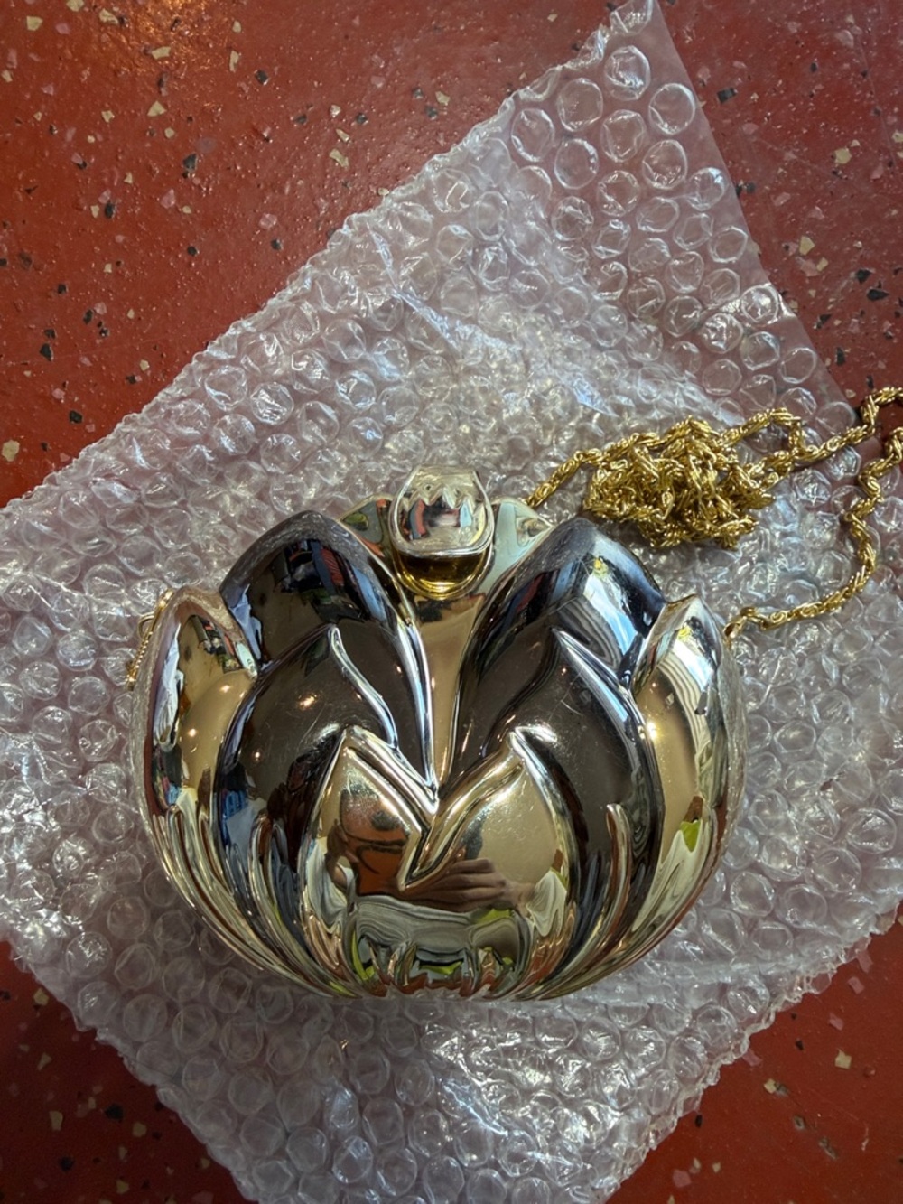 Gold-tone Sculptural Shell Evening Bag